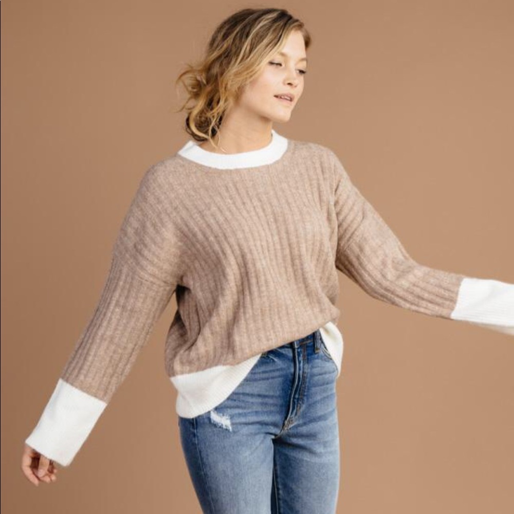 Bohme Cozy Thoughts Color Block Sweater
